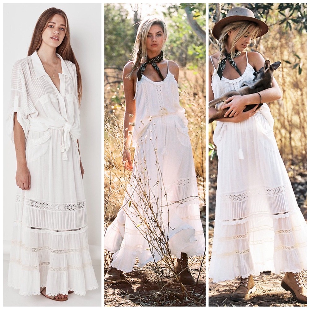 Spell designs hanging rock maxi skirt white lace